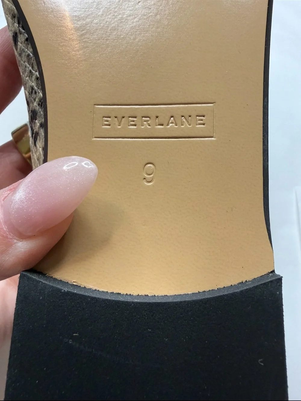Everlane Day Glove Flat Black Snakeskin Leather Ballet Flats Size 9 NWOB Chic